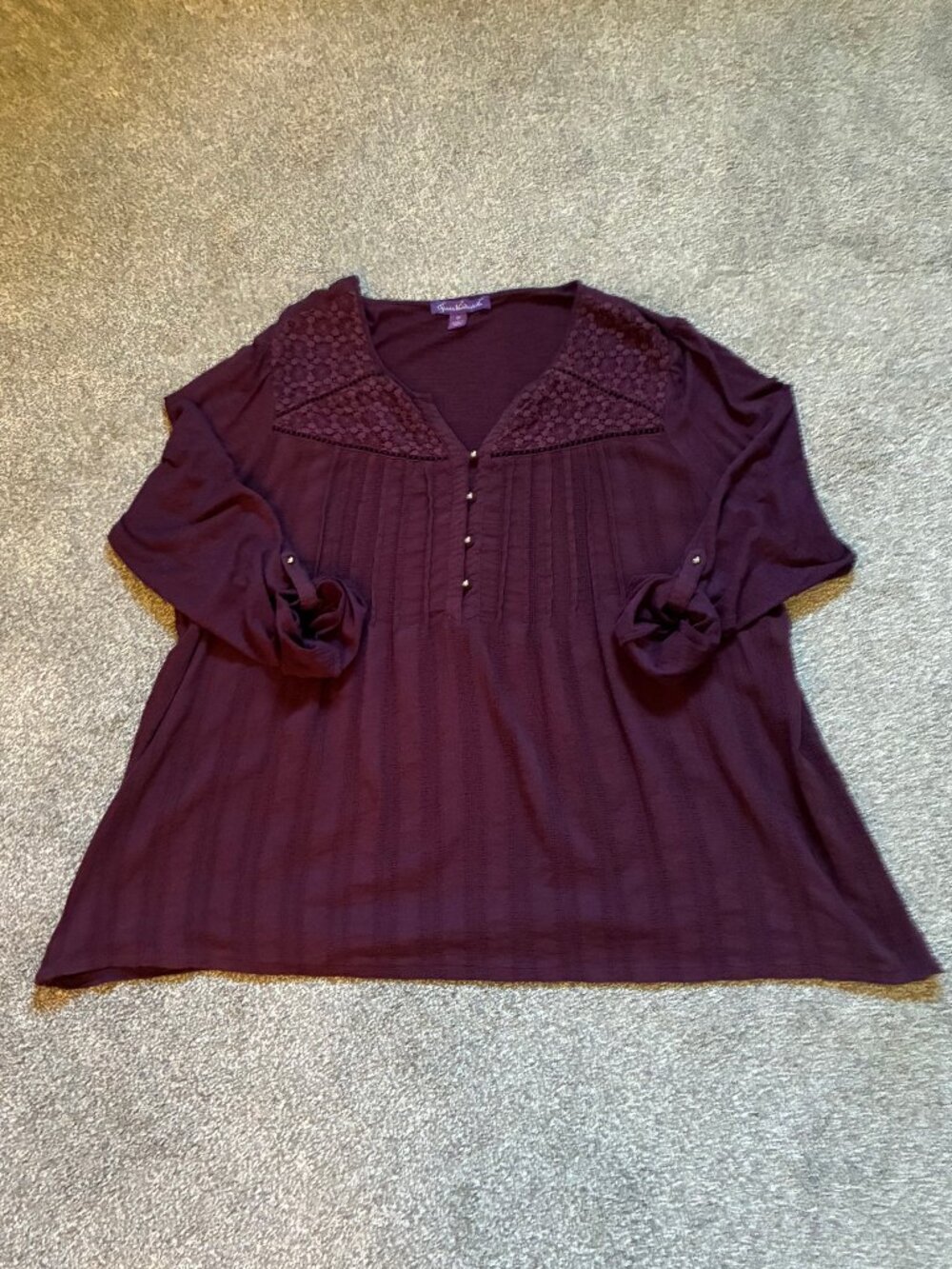 Gloria Vanderbilt Peasant Top - Plum